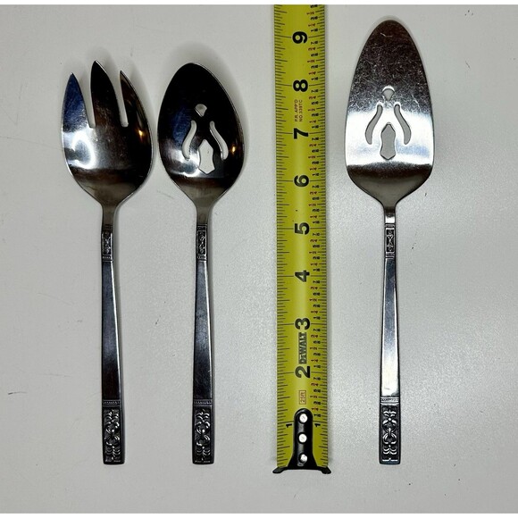 Vintage Custom Craft Serving Fork Spoon Spatula Set Of 3 Stainless Steel - Picture 4 of 4
